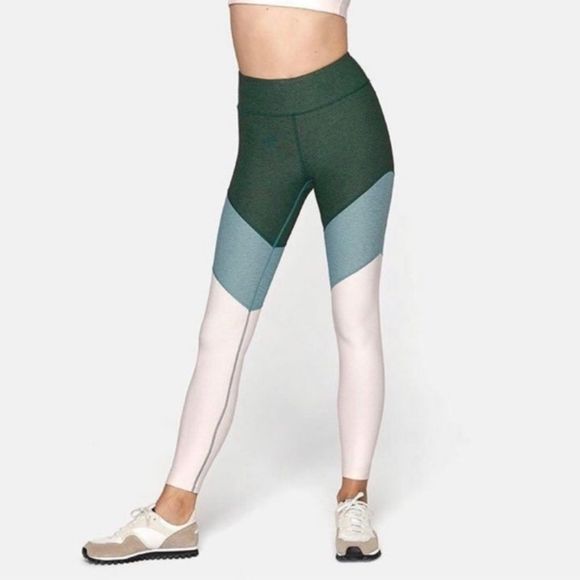 Outdoor Voices Spring Green Pink Colorblock Leggings S - Picture 1 of 6